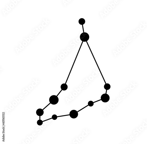 Vector isolated one single Capricorn stars constellation map scheme colorless black and white contour line easy drawing	