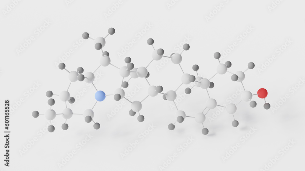 solanidine molecule 3d, molecular structure, ball and stick model, structural chemical formula poisonous steroidal alkaloid solanidine molecule 3d, molecular structure, ball and stick model, structural chemical formula poisonous steroidal alkaloid