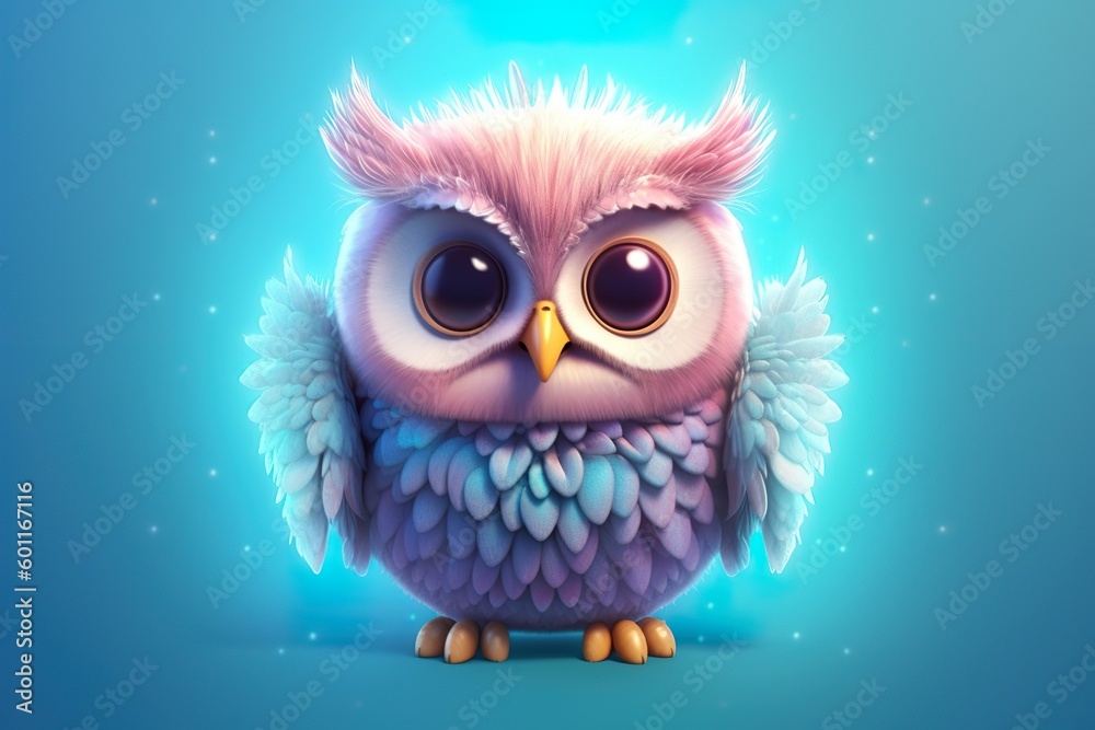Cute adorable powerowl prototype with matching background.