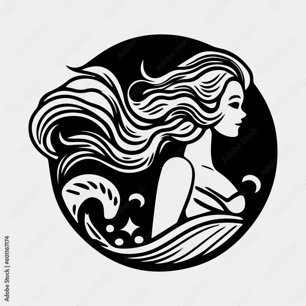 mermaid logo design with silhouette style. vector mermaid logo design with silhouette style. vector