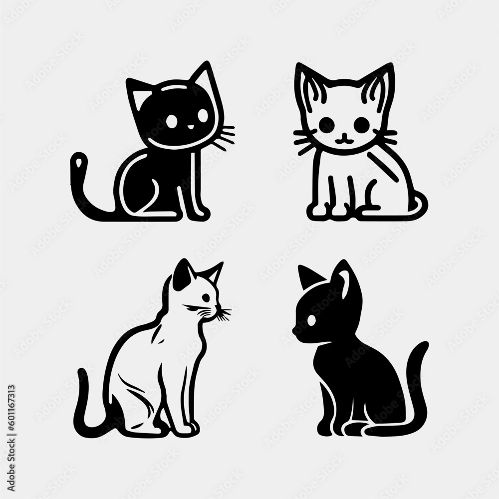 set of cute little cats isolated