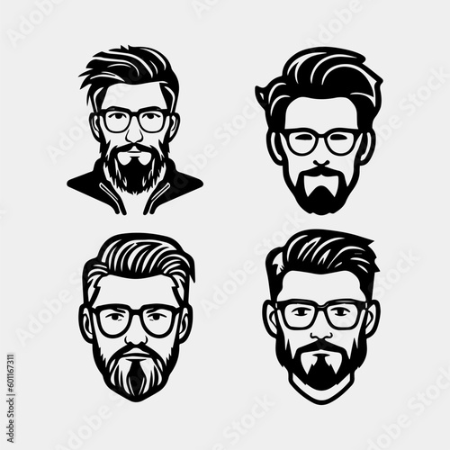 set of hipster gentleman faces