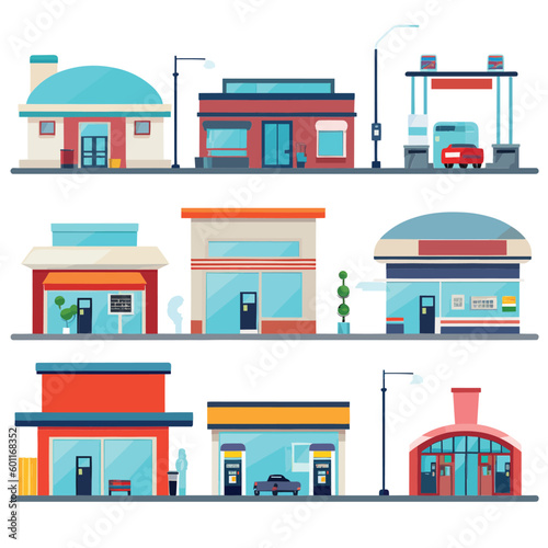 Set of gas stations vector isolated