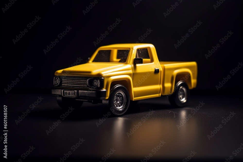 Yellow isolated small pickup truck for transportation. Generative AI