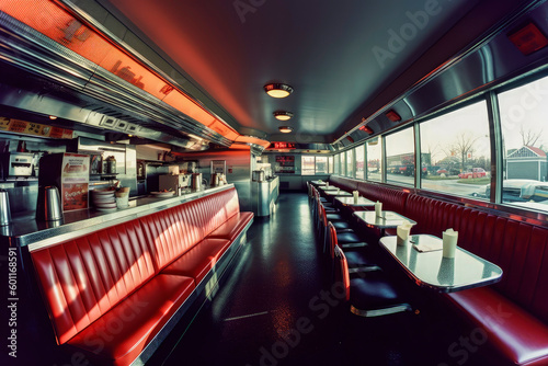 Generative AI illustration of american bar in 50s style