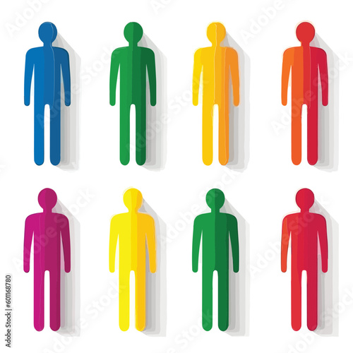 set of colorful people silhouettes