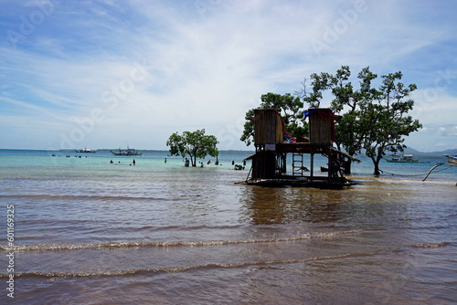 pristine beach in puerto princesa on palawan island photo