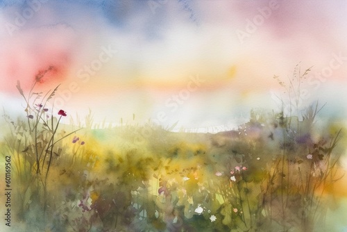 summer landscape  watercolor - Ai