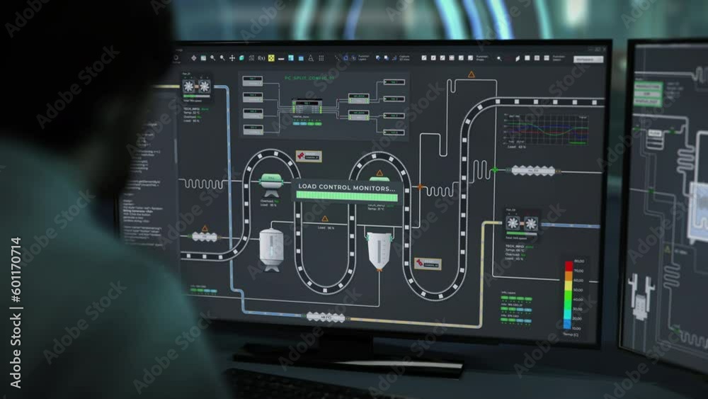 Program controlling the automated production process at the industrial facility. Computer program interface monitoring the automated process. Program operating the automated process equipment.