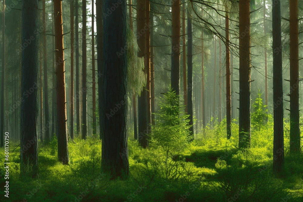 Naklejka premium pine forest- Ai