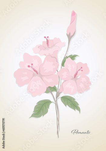 Vintage pink Flowers card cover design template on vintage background. Floral nature greeting card can be used for wedding invitation, birthday, holiday, brochure or background.Vector illustration EPS