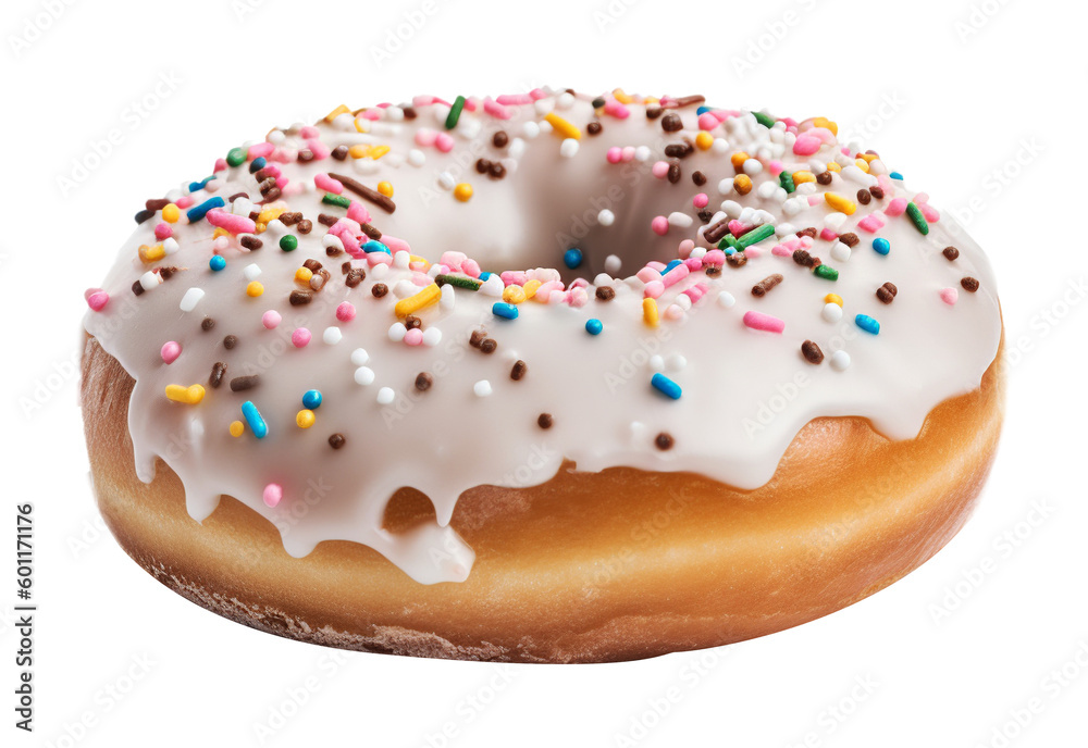 Donut in transparent background. Generative AI. Donut in transparent background. Generative AI.
