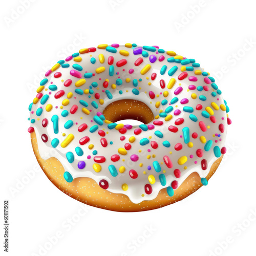  Vibrant Donut with Sprinkles on transparent background for decorating projects. AI generative