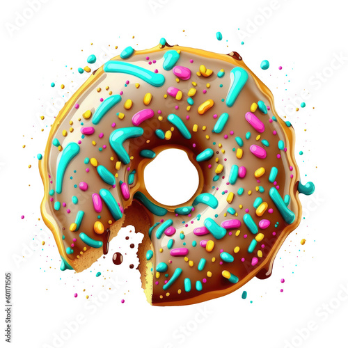  Vibrant Donut with Sprinkles on transparent background for decorating projects. AI generative