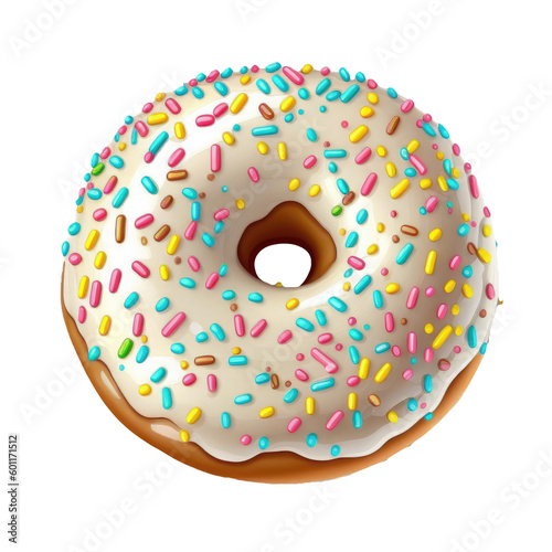  Vibrant Donut with Sprinkles on transparent background for decorating projects. AI generative