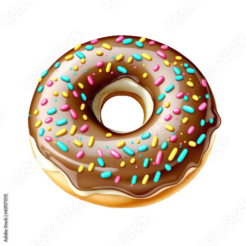 Vibrant Donut with Sprinkles on transparent background for decorating projects. AI generative