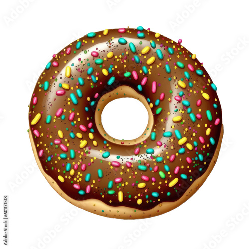  Vibrant Donut with Sprinkles on transparent background for decorating projects. AI generative