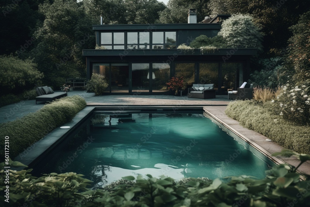 A house with a pool. Generative AI