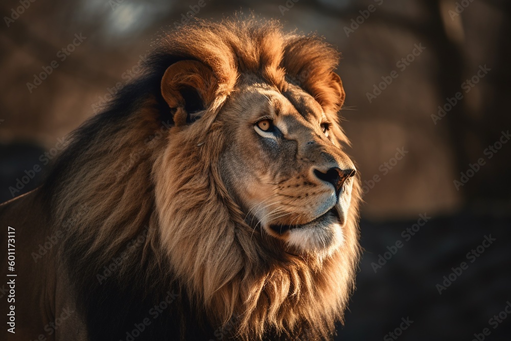 Fototapeta premium Strong and confident lion. Created with Generative AI technology