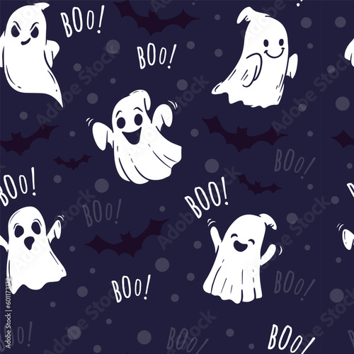 seamless halloween pattern with ghosts. Pattern for the design of wrapping paper, banners, postcards. Vector illustration