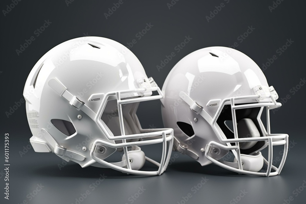 White isolated mockup template of modern football helmet with front and