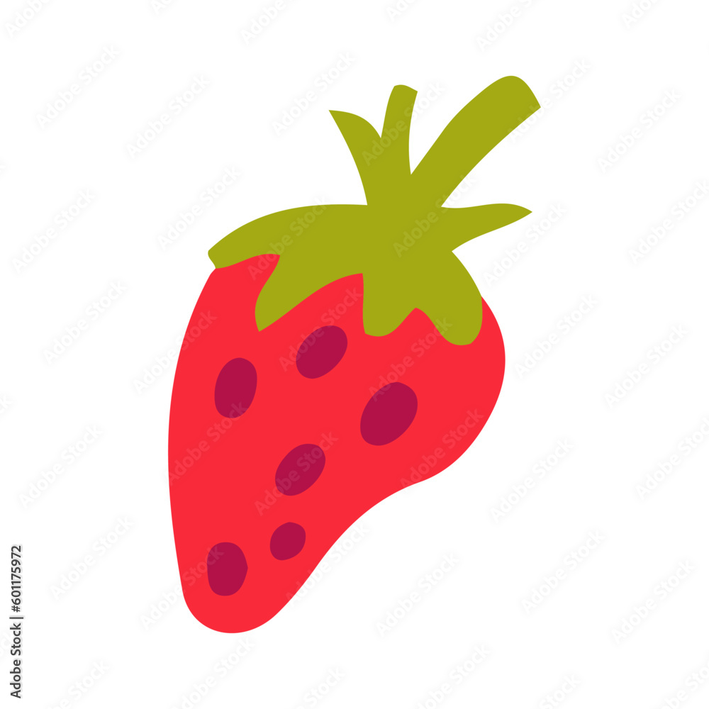 Strawberry illustration in doodle style. Hand-drawn single garden berry. Strawberry illustration in doodle style. Hand-drawn single garden berry.
