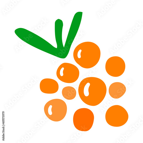 Cloudberry illustration in doodle style. Hand-drawn single forest berry.
