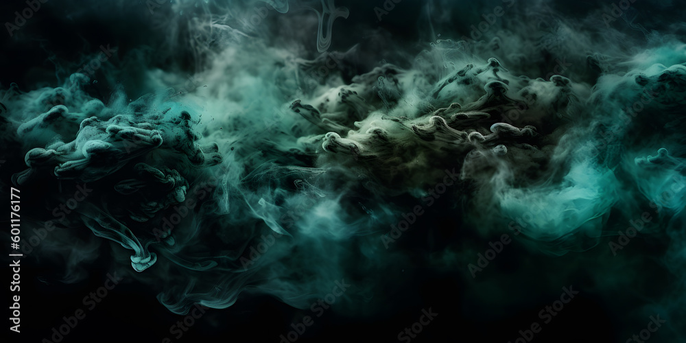 horror green blue wall, grunge dark smoke texture, black haunted background for horror thriller mystery movie poster design.