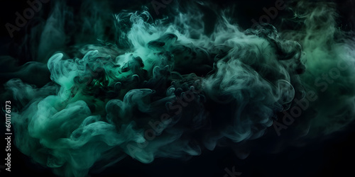 horror green blue wall, grunge dark smoke texture, black haunted background for horror thriller mystery movie poster design. Generative AI