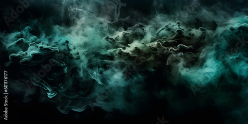 horror green blue wall, grunge dark smoke texture, black haunted background for horror thriller mystery movie poster design. 