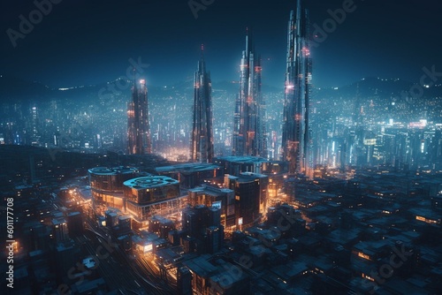 A city of the future with futuristic architecture and technology. Generative AI
