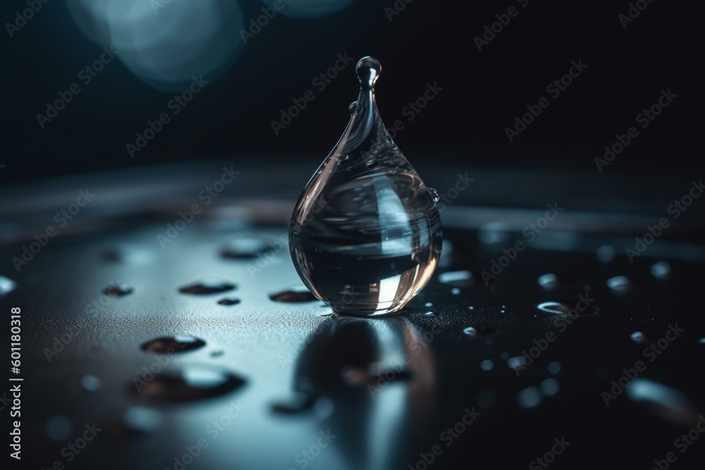 Digital representation of a water droplet. Generative AI