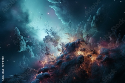 Luminous galaxy nebula wallpaper. Generative AI © Sable