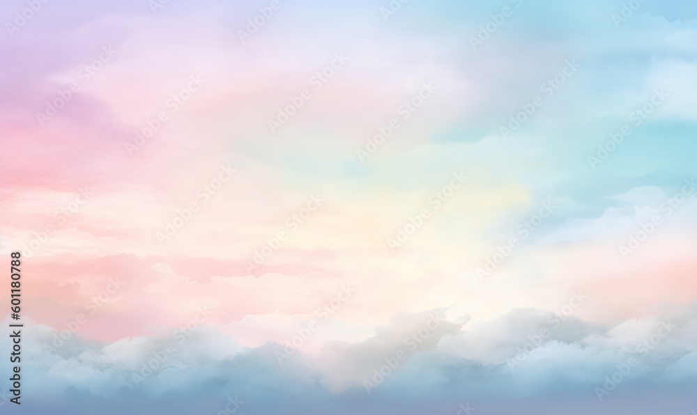  a plane flying through a cloudy sky with a pink and blue sky.  generative ai