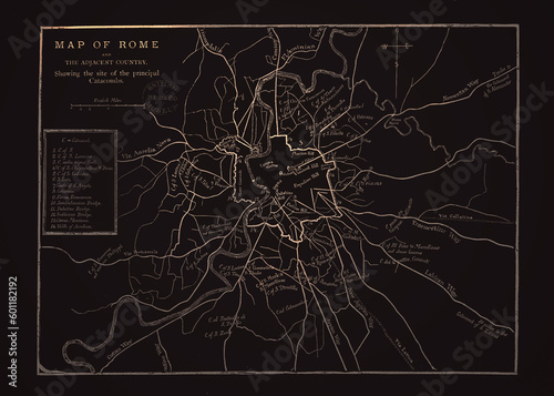 Vintage map of Rome Italy 
