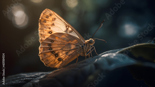 Romantic natural floral background with a butterfly on flower with bokeh, close-up macro. © paul