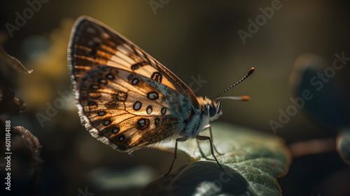 Romantic natural floral background with a butterfly on flower with bokeh, close-up macro. © paul
