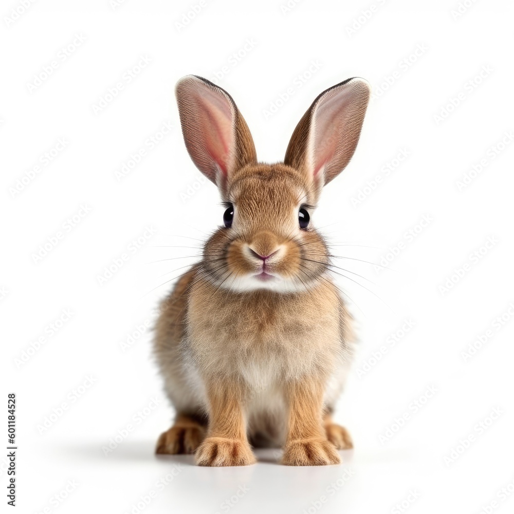 Fototapeta premium Baby Rabbit isolated on white (generative AI)