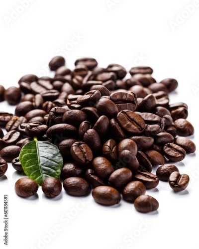 There is a picture of coffee beans on a white background. (Generative AI)