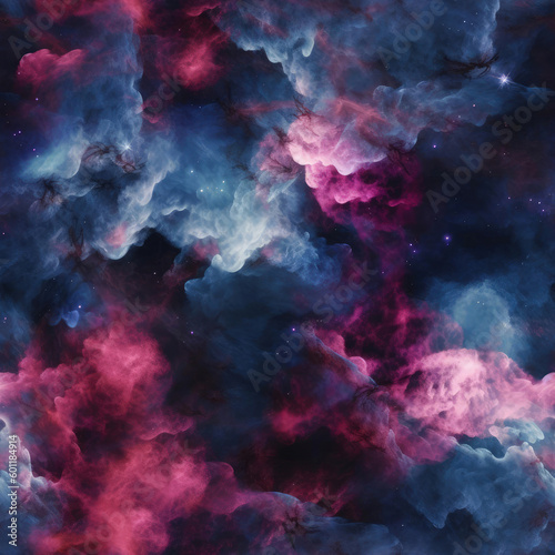 Cosmic Nebula Seamless Pattern 04. Generative AI.