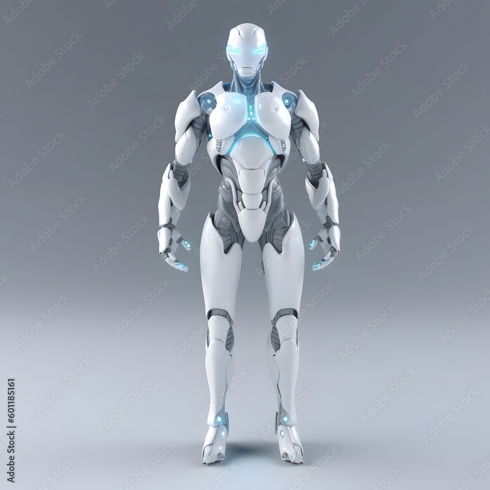 modern design single robot android in a simple pose, ai generated image