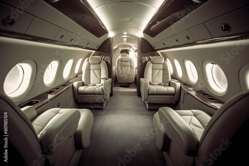 luxury private business jet classic design interior, ai generated image © whitehoune