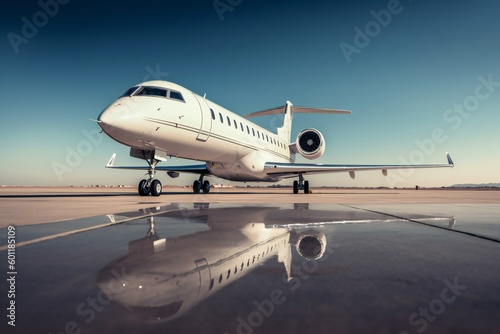 elite private jet on the runway ready for takeoff , ai generated image © whitehoune
