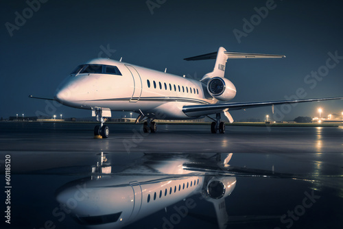 elite private jet on the runway ready for takeoff , ai generated image © whitehoune