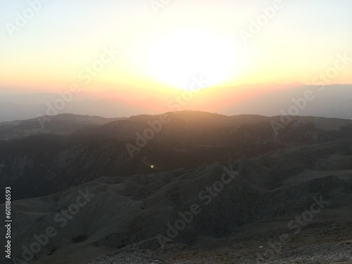Beautiful mountain landscape. Sunset over Tahtali Mountain near Kemer  Antalya  Turkey
