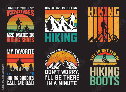 Hiking T shirt Design Bundle, Quotes about Hiking, Vintage Hiking T shirt, Hiking, Camping, Adventure, outdoor typography T shirt design Collection