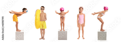 Set of cute children in bea...