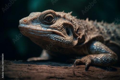 A reptile with scaly skin and four legs commonly found in warm climates. Generative AI