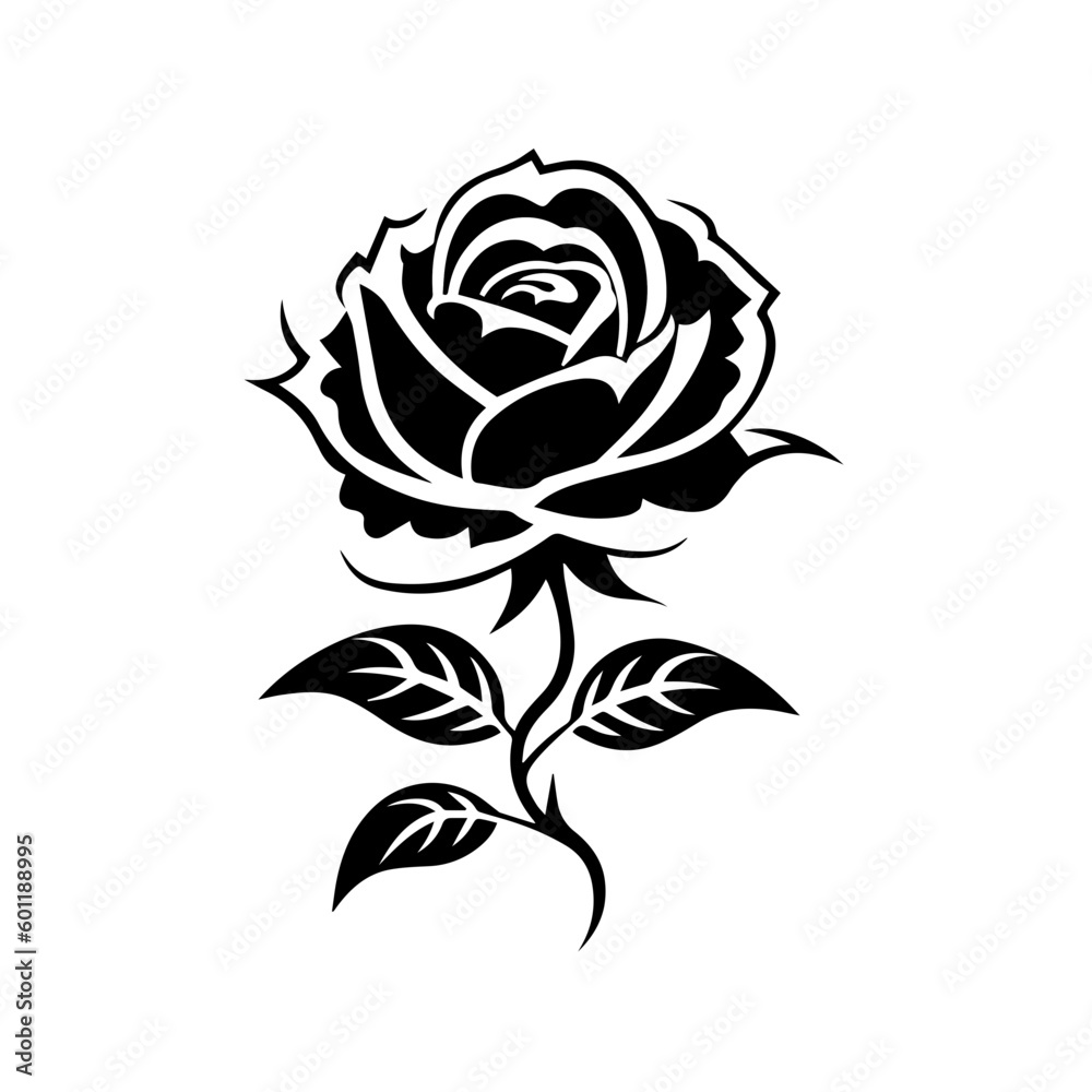 Black and White Rose Vector Illustration Black and White Rose Vector Illustration