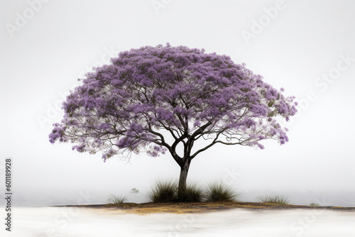 Purple japanese maple tree on white packground isolated - Generative AI